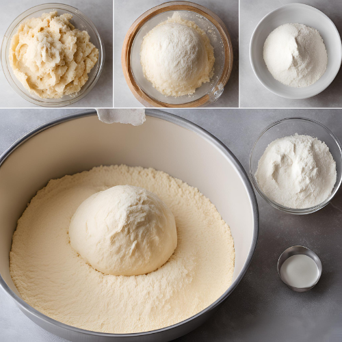 Step-by-Step Instructions

1. Prepare the Dough:

In a large mixing bowl, combine warm water, sugar, and yeast. Let it sit for 5 minutes until frothy.

Add salt, oil, and 2 cups of flour. Mix until combined.

2. Knead the Dough:

Gradually add the remaining flour, 1/2 cup at a time, until the dough comes together.

Transfer the dough to a floured surface and knead for 8-10 minutes until smooth and elastic. If using a stand mixer, knead on medium speed for 5-6 minutes.

3. First Rise:

Place the dough in a greased bowl, cover with a kitchen towel, and let it rise in a warm place for 1-2 hours, or until doubled in size.

4. Shape the Dough:

Punch down the dough to release air. Shape it into a loaf or your desired shape.