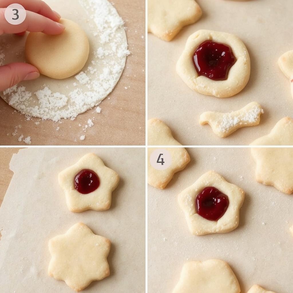 Step 3: Roll and Shape

Preheat your oven to 350°F (175°C) and line your baking sheets with parchment paper.

Roll out the dough on a lightly floured surface to about ¼-inch thickness. Let the kids pick their favorite cookie cutters to make shapes—it’s always a hit!

Step 4: Add the Jam (Optional)

For jam-filled cookies, cut a small circle in the center of half your cookies. On the full ones, add a tiny dollop of jam, then gently press the cut-out piece on top.

Step 5: Bake and Cool

Bake for 12-15 minutes, just until the edges turn golden. The smell will fill your home with happiness.

Let the cookies cool on a wire rack before dusting them with powdered sugar.