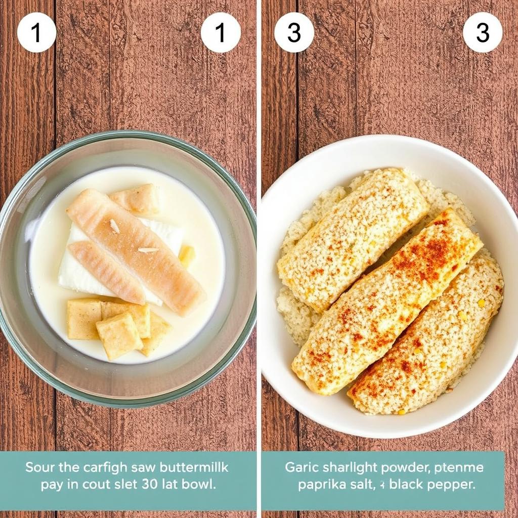 Step 1: Prepare the Catfish

Start by soaking the catfish fillets in a shallow bowl with buttermilk for at least 30 minutes. The buttermilk tenderizes the fish and helps the coating stick better. If you're in a rush, you can skip this step, but the results will be even better if you let the fish marinate.

Step 2: Make the Coating

In a separate shallow bowl, mix together the cornmeal, flour, garlic powder, onion powder, cayenne pepper (if you're using it), paprika, salt, and black pepper. This seasoned mixture will give the fish its signature crispy, flavorful coating.

Step 3: Coat the Catfish

After the fish has marinated, remove the fillets from the buttermilk and dip them into the cornmeal mixture, making sure each side is fully coated. You can press lightly to ensure the coating sticks, but don’t overdo it, or the coating might become too thick.