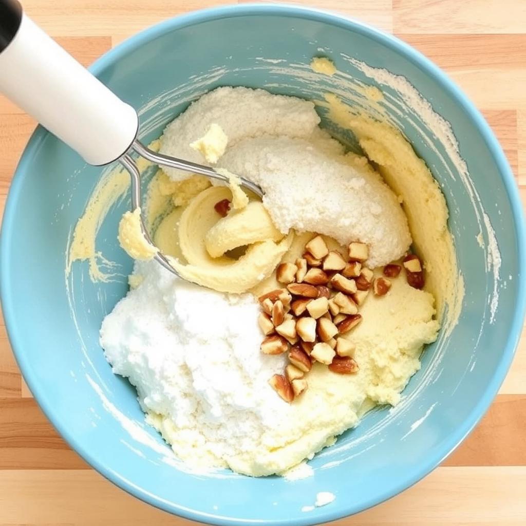 n a large mixing bowl, cream together the unsalted butter and powdered sugar until it’s light and fluffy—this is where all the magic starts!

Stir in the vanilla extract. It’s such a small touch, but it makes all the difference.

Gradually add the all-purpose flour, mixing just until the dough comes together. Don’t overdo it—you want these cookies to stay soft and tender.

Gently fold in the finely chopped nuts. This is when the kids usually come running to sneak a taste of the dough.