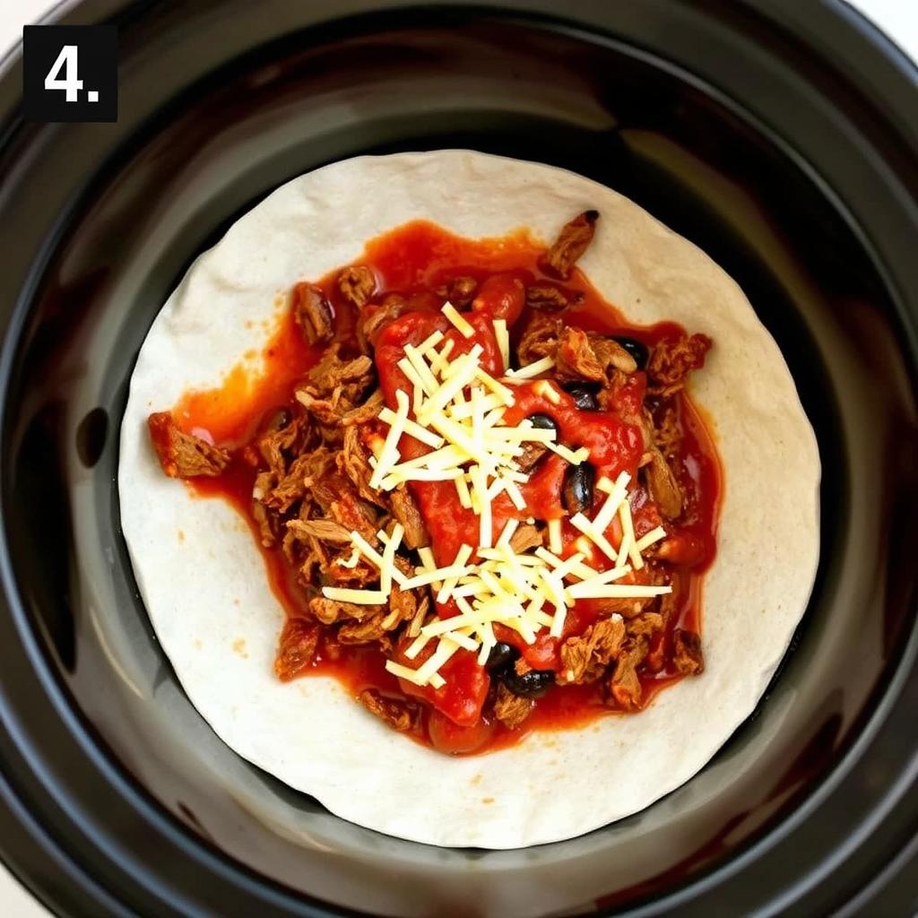 4. Shred the Beef

Once the beef is cooked, use two forks to shred it directly in the crockpot. Mix the shredded beef with the chile sauce to fully coat it in flavor.

5. Assemble the Burritos

To assemble the burritos:

Warm the flour tortillas in a skillet or microwave for easier folding.

Spoon a generous amount of the chile Colorado beef onto each tortilla.

Add shredded cheese, rice, and beans if desired.

Fold the sides in and roll tightly to form a burrito.

6. Serve and Enjoy

Serve the burritos as-is, or for extra indulgence, smother them with additional chile Colorado sauce and a sprinkle of cheese. Heat in the oven until bubbly and melted.