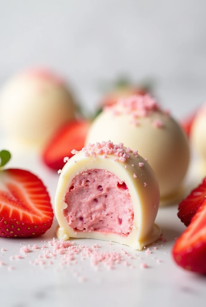 White Chocolate Strawberry Truffles