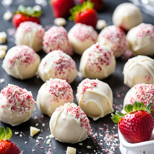 White Chocolate Strawberry Truffles