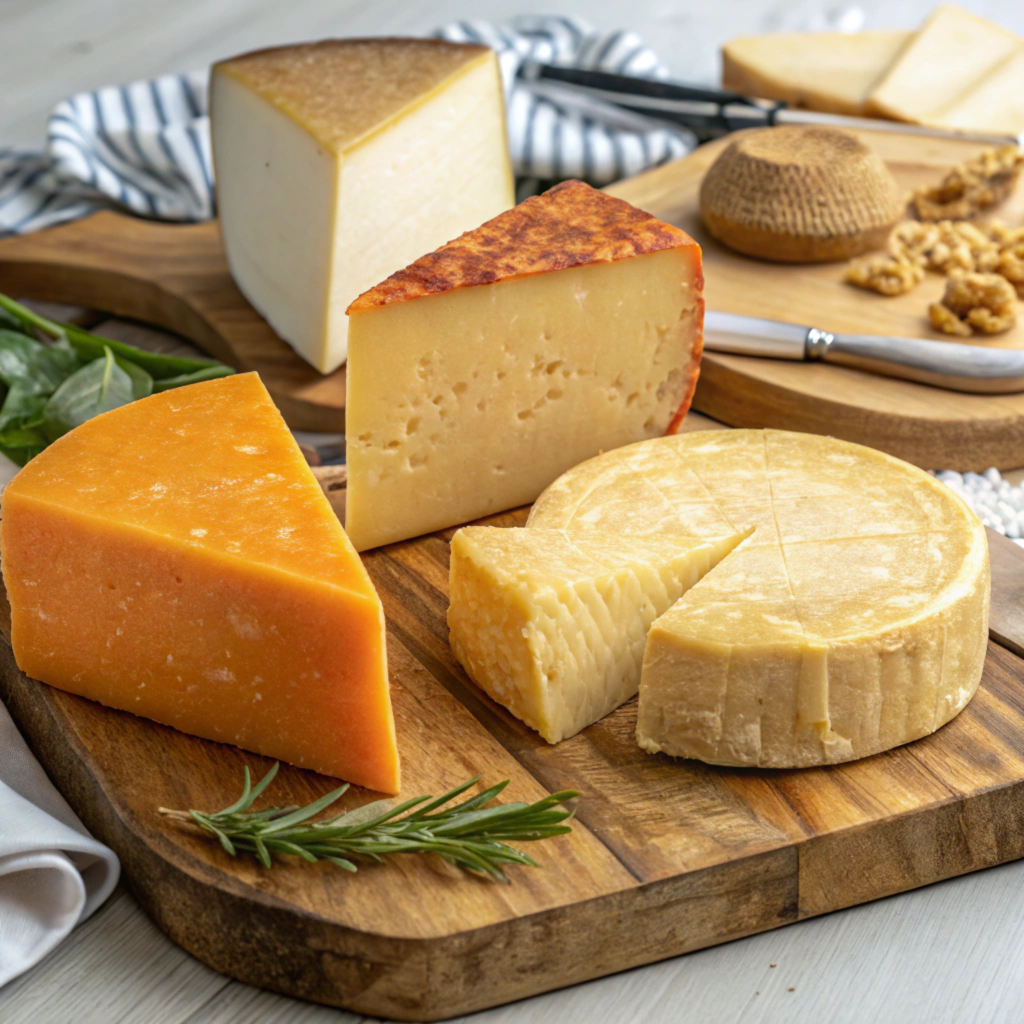 Hard Cheeses

Examples: Aged cheddar, Parmigiano-Reggiano, Gouda

Flavor Profile: Sharp, nutty, and firm