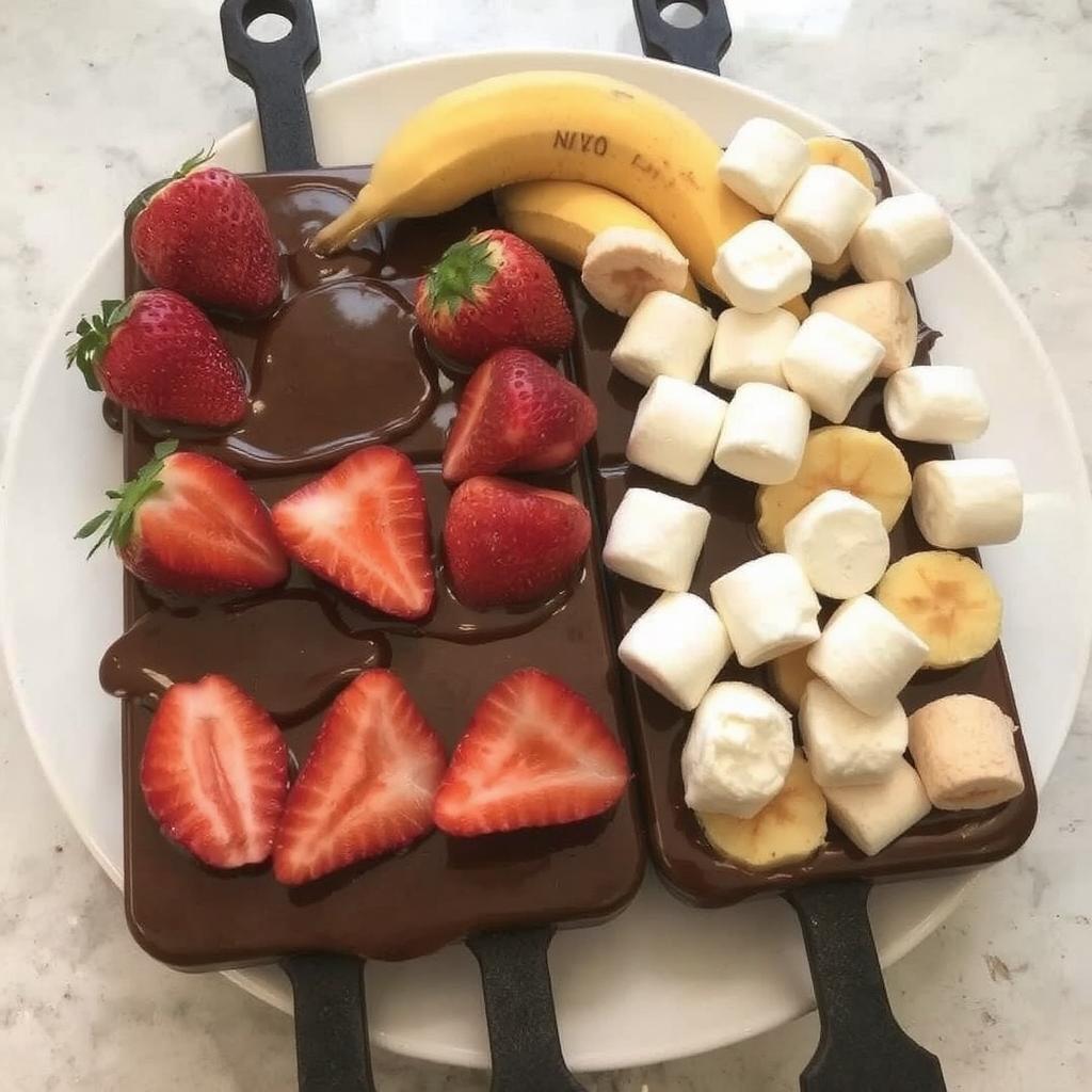 Dessert Raclette

Yes, raclette can be dessert too! Melt chocolate and pair with strawberries, bananas, and marshmallows.