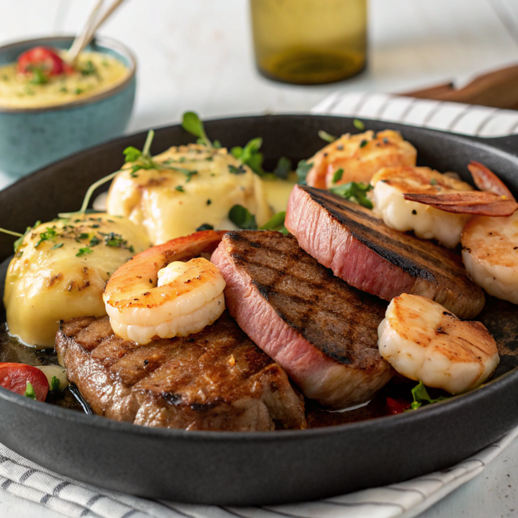 Surf and Turf Raclette

Pair shrimp, scallops, and steak slices with melted cheese for a luxurious option.