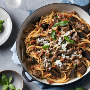 Lamb and Eggplant Pasta