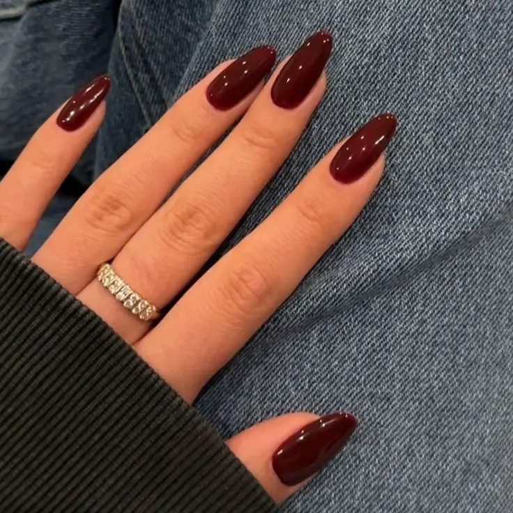 Cherry Red Almond Nails