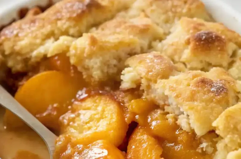 Peach Cobbler (Golden Crust, Juicy Peach Filling )