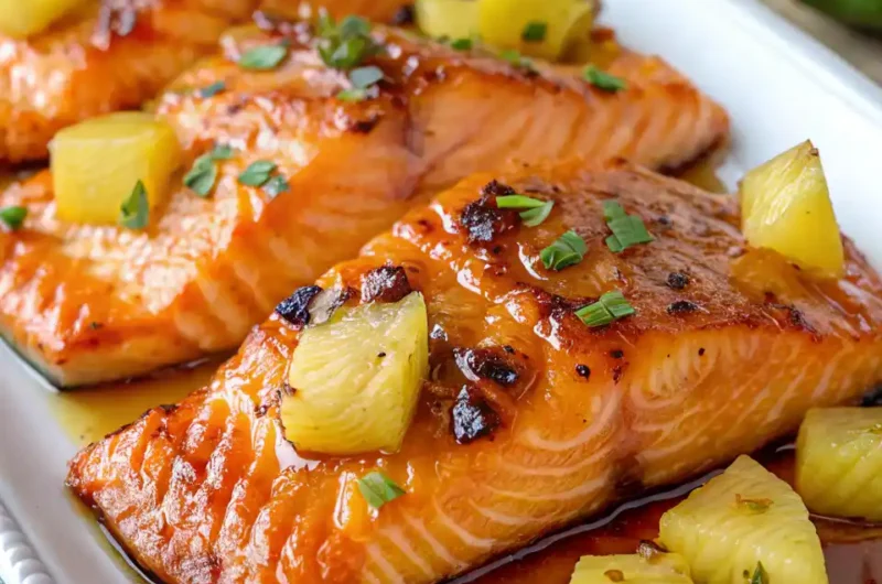 Honey Pineapple Glazed Salmon (Sticky, Sweet & Tropical!)