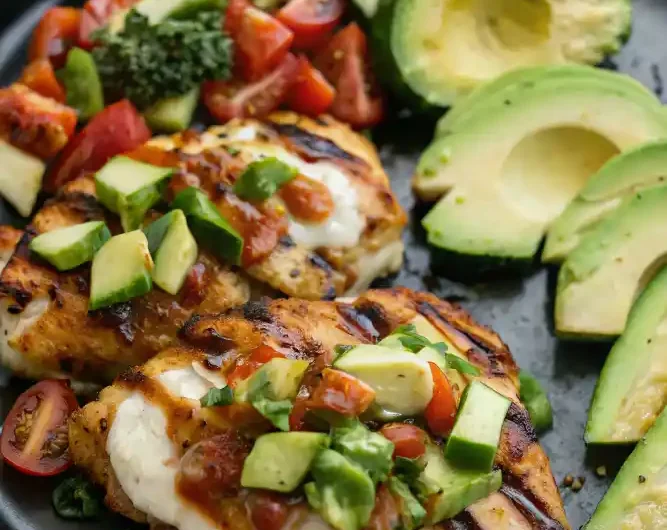 Summer Grilled Chicken with Avocado and Balsamic Glaze